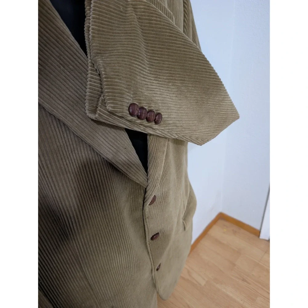 VTG Chaps Ralph Lauren Corduroy Blazer Sport Coat Mens 46T Tan 3 Button Academia